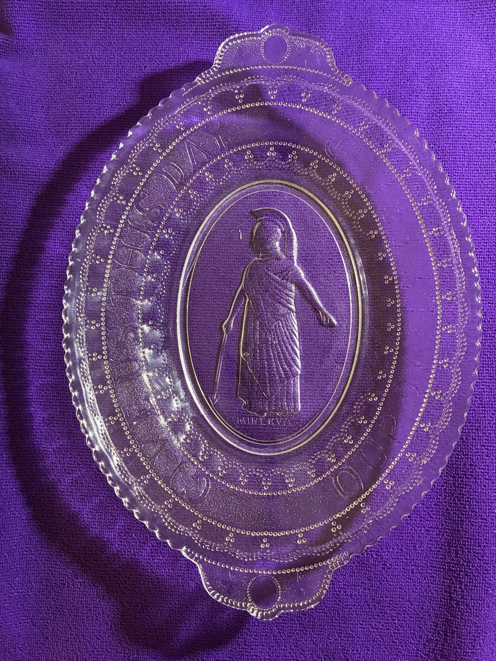 antique Early American Pressed Glass (EAPG) "Daily Bread" platter